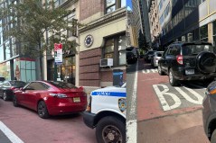 Cars block Livingston Street up and down its bus lanes. Photos: @NYCBikeLanes via Twitter