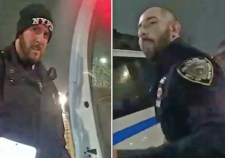 Officers Evan Siegel (left) and Orkhan Mamedov killed Ronald Anthony Smith. Mamedov was driving. Photos: NYPD body cameras
