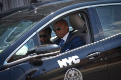 Mayor Eric Adams and DCAS Commissioner Dawn Pinnock test drive a city vehicle with speed controls after a press conference on Aug. 11, 2022. Photo: Michael Appleton/Mayoral Photography Office