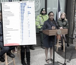 Council Transportation Committee Chair Selvena Brooks-Powers had a mixed record in 2022, according to Council data (inset). Main photo: Gersh Kuntzman