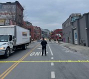 The crash site. Note the sharrows. Photo: Office of Shahana Hanif