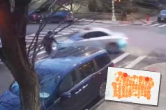 The moment of impact in Crown Heights on Friday (with, inset, the number of crashes in the small neighborhood last year).