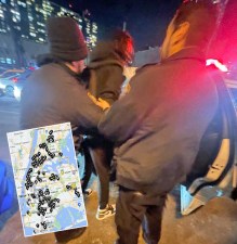 Police handcuffed an unidentified 31-year-old Black man for biking on the sidewalk in Downtown Brooklyn on Thursday night. A map of all 2022 tickets shows that cops target Blacks and Latinos for the crime.
