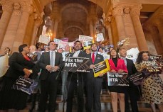 Legislators rallied in Albany for better MTA service. Photo: Dave Colon