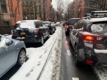 Painted lanes on Lincoln Place were impassable.