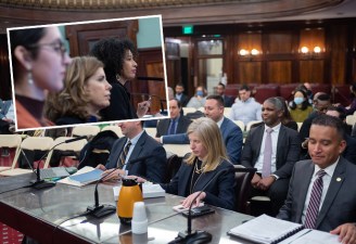 Sanitation Commissioner Jessica Tisch (center) was grilled by the City Council on Wednesday. Photo: William Alatriste/NYC Council Media Unit