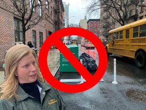 Sure, there's trash bags outside, but look at that clear sidewalk! Still, DSNY Commissioner Jessica Tisch wants something better. File photo: Kevin Duggan