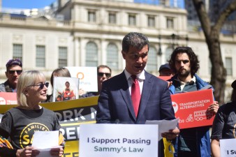 Department of Transportation Commissioner Ydanis Rodriguez at a rally to support Sammy's Law last month. Photo: Transportation Alternatives
