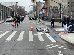 The crash scene at Ninth Street where Brooklynite Sarah Schick was killed by a trucker on Jan. 10. File photo: Henry Beers Shenk (photo has been slightly altered)