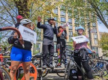 Council Member Chi Ossé joined the bike ride in favor of a protected bike lane on Bedford Avenue. Photo: David Meyer