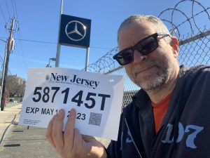 I picked up my tag at a Mercedes dealership in Bensonhurst, but nothing about the purchase links the firm to this fake plate. Photo: Gersh Kuntzman