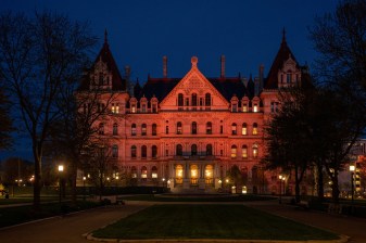 The New York State Capitol, pictured during March's National Work Zone Awareness Week, is haunted. Photo: Aidin Bharti/Office of Governor Kathy Hochul