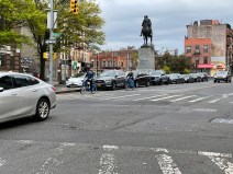 Cyclists wait to make the transition from the east. side of Bedford Avenue to the west side of the block. Photo: Dave Colon