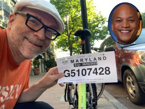 Getting a Maryland temp tag was the easiest of all. I even got it made for the governor (Wes Moore, inset).