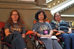 Hunger strikers (from left) Amy Cohen, Lizi Rahman, Fabiola Mendieta-Cuapio continue their battle to get the state Assembly to pass Sammy's Law. Photo: Families for Safe Streets